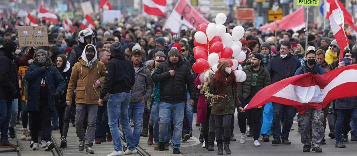 Πανευρωπαϊκή εξέγερση κατά των lockdown: Χιλιάδες διαδηλωτές και στην Αυστρία